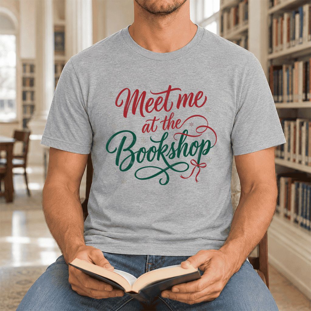 Meet Me At The Bookshop Ultra-Soft Cotton T-Shirt | Christmas Reader Gift Athletic Heather