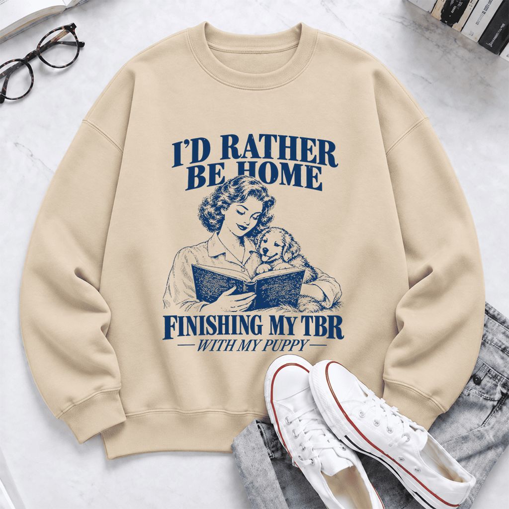 Be Home Finishing My TBR With My Puppy Softstyle Sweatshirt | Reader Gift Sand