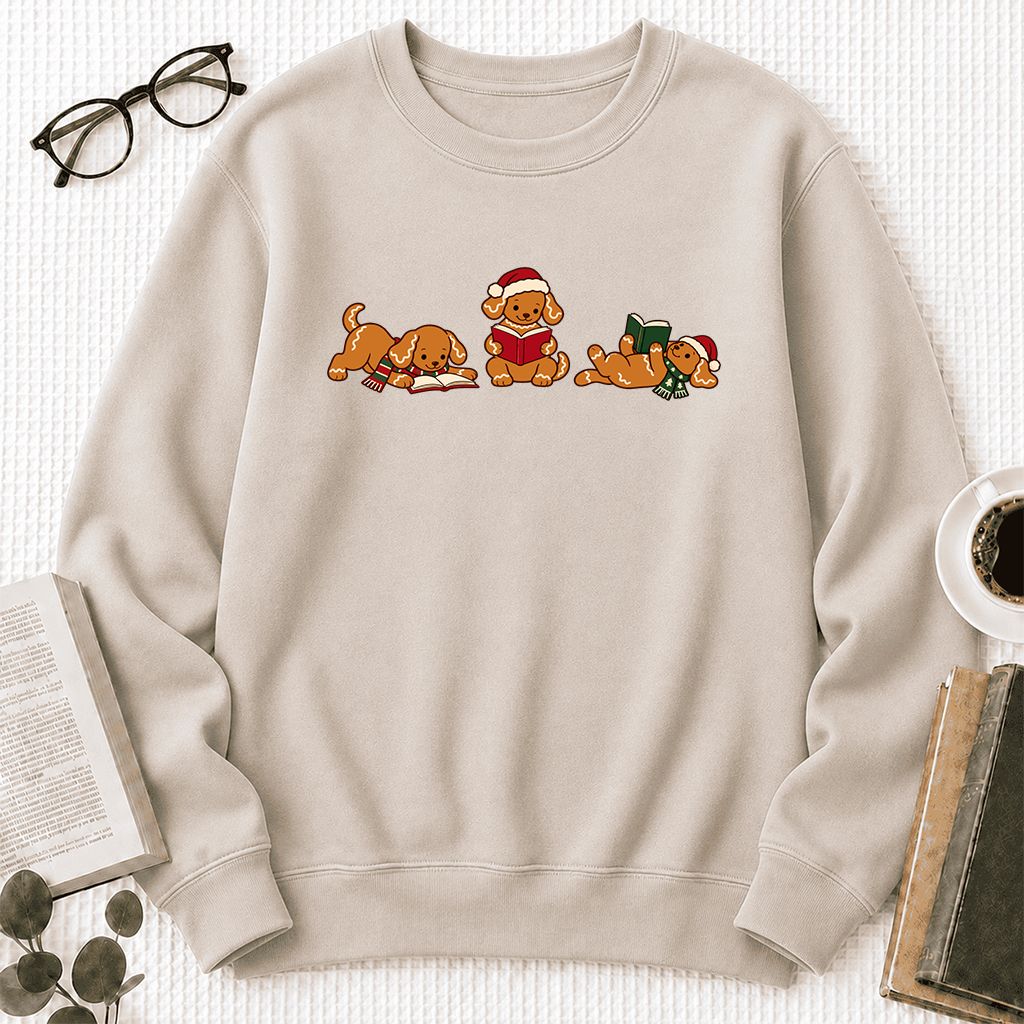 Golden Retriever Gingerbread Trio Printed Sweatshirt | Christmas Reader Gift Sand