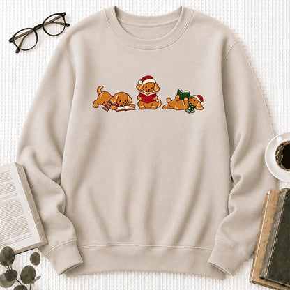 Golden Retriever Gingerbread Trio Printed Sweatshirt | Christmas Reader Gift Sand