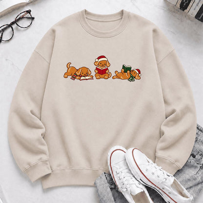 Golden Retriever Gingerbread Trio Printed Sweatshirt | Christmas Reader Gift Sand