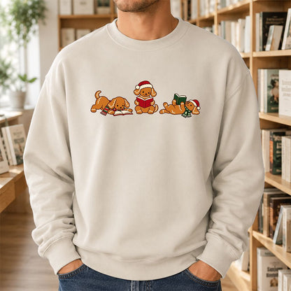 Golden Retriever Gingerbread Trio Printed Sweatshirt | Christmas Reader Gift Sand