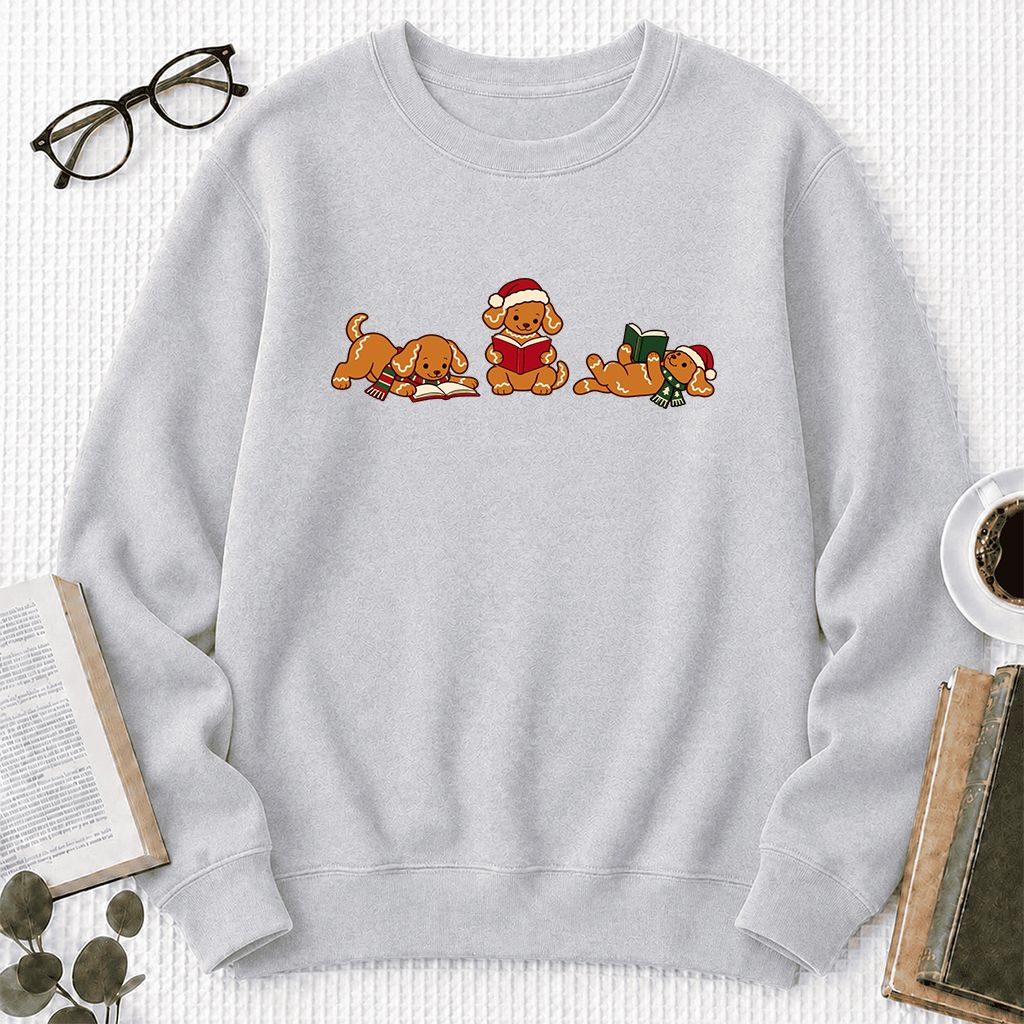 Golden Retriever Gingerbread Trio Printed Sweatshirt | Christmas Reader Gift Sport Grey