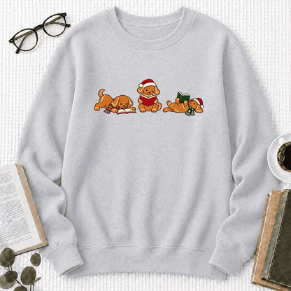 Golden Retriever Gingerbread Trio Printed Sweatshirt | Christmas Reader Gift Sport Grey