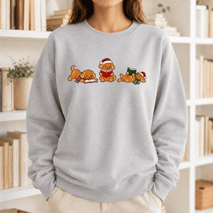 Golden Retriever Gingerbread Trio Printed Sweatshirt | Christmas Reader Gift Sport Grey