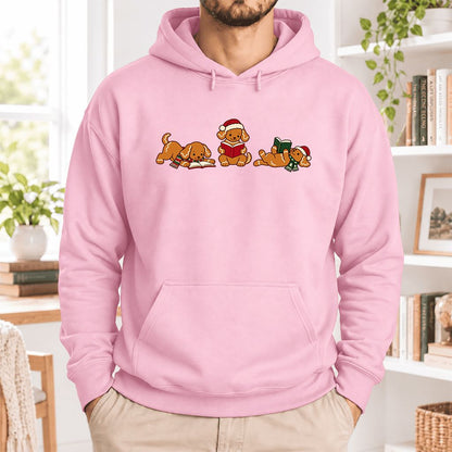 Golden Retriever Gingerbread Trio Softstyle Hoodie | Christmas Reader Gift Light Pink
