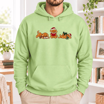 Golden Retriever Gingerbread Trio Softstyle Hoodie | Christmas Reader Gift Pistachio