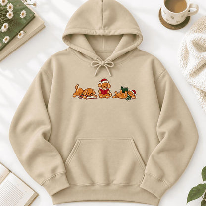 Golden Retriever Gingerbread Trio Softstyle Hoodie | Christmas Reader Gift Sand
