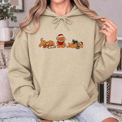 Golden Retriever Gingerbread Trio Softstyle Hoodie | Christmas Reader Gift Sand
