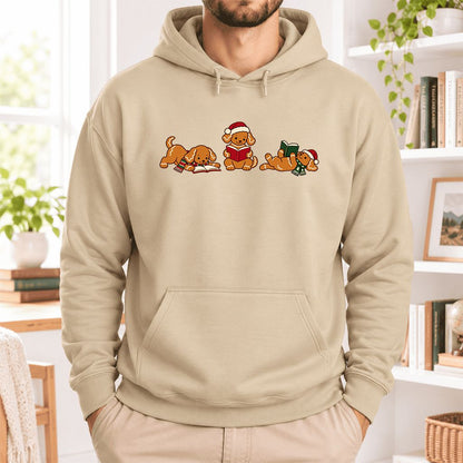 Golden Retriever Gingerbread Trio Softstyle Hoodie | Christmas Reader Gift Sand