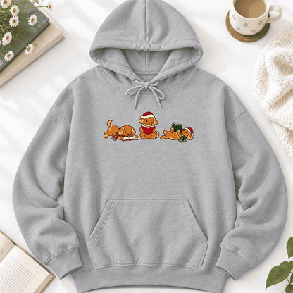 Golden Retriever Gingerbread Trio Softstyle Hoodie | Christmas Reader Gift Sport Grey