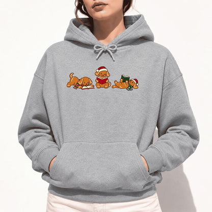 Golden Retriever Gingerbread Trio Softstyle Hoodie | Christmas Reader Gift Sport Grey