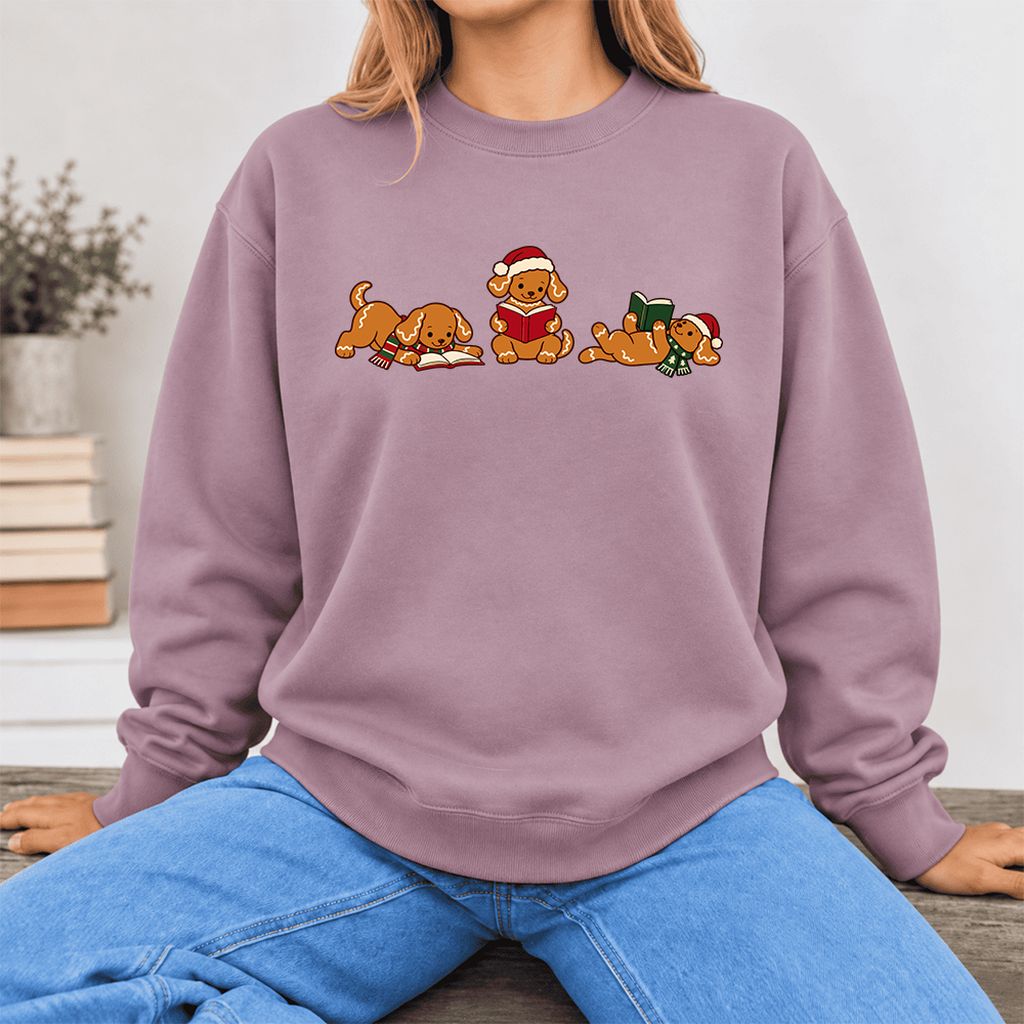 Golden Retriever Gingerbread Trio Softstyle Sweatshirt | Christmas Reader Gift Paragon
