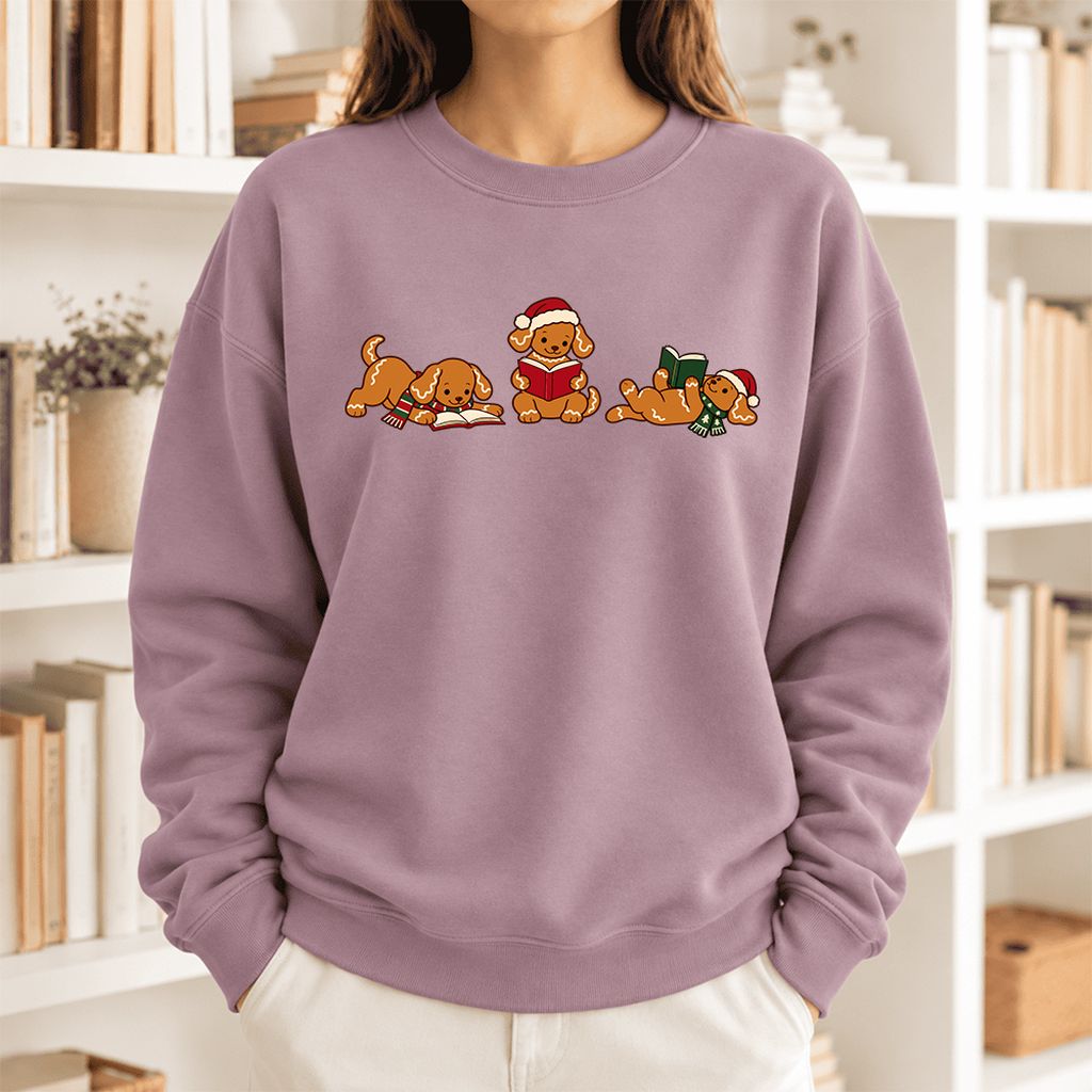 Golden Retriever Gingerbread Trio Softstyle Sweatshirt | Christmas Reader Gift Paragon