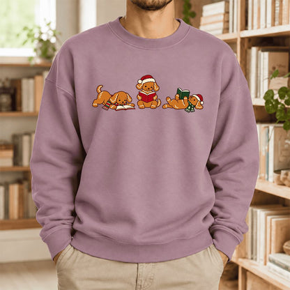 Golden Retriever Gingerbread Trio Softstyle Sweatshirt | Christmas Reader Gift Paragon