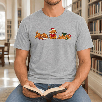 Golden Retriever Gingerbread Trio Ultra-Soft Cotton T-Shirt | Reader Gift Athletic Heather