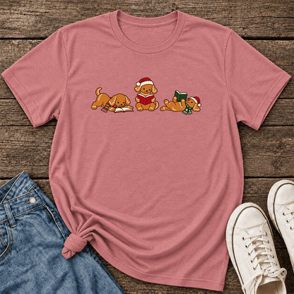 Golden Retriever Gingerbread Trio Ultra-Soft Cotton T-Shirt | Reader Gift Mauve
