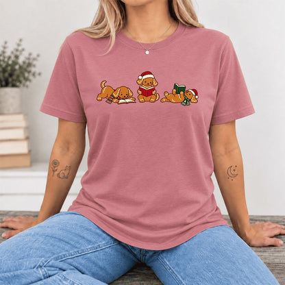 Golden Retriever Gingerbread Trio Ultra-Soft Cotton T-Shirt | Reader Gift Mauve