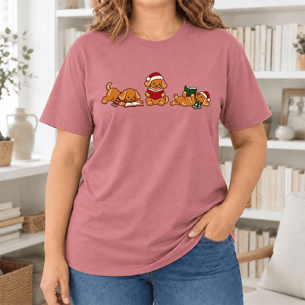 Golden Retriever Gingerbread Trio Ultra-Soft Cotton T-Shirt | Reader Gift Mauve