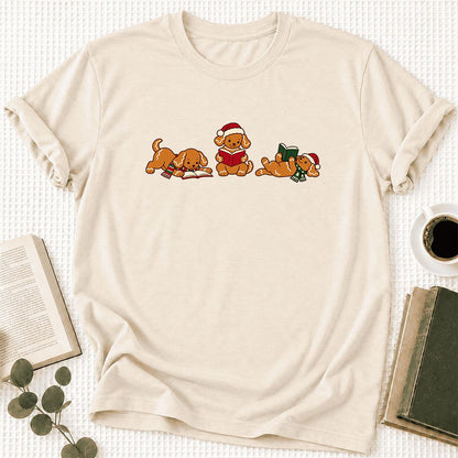 Golden Retriever Gingerbread Trio Ultra-Soft Cotton T-Shirt | Reader Gift Natural