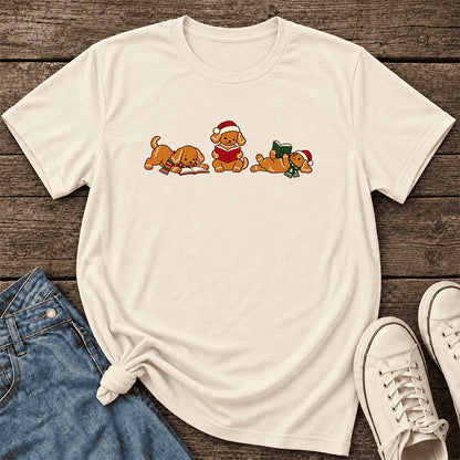 Golden Retriever Gingerbread Trio Ultra-Soft Cotton T-Shirt | Reader Gift Natural