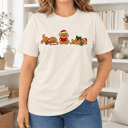 Golden Retriever Gingerbread Trio Ultra-Soft Cotton T-Shirt | Reader Gift Natural