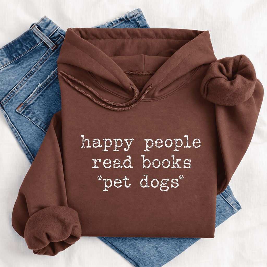 Happy People Read Books Pet Dogs Softstyle Hoodie | Dog Lover Reader Gift Cocoa