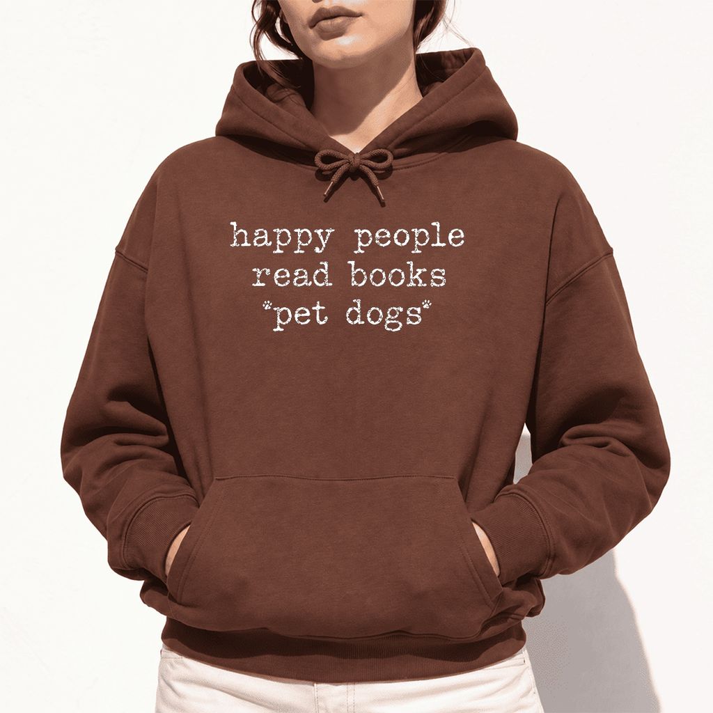 Happy People Read Books Pet Dogs Softstyle Hoodie | Dog Lover Reader Gift Cocoa
