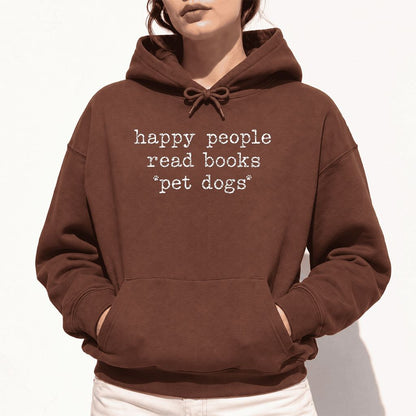 Happy People Read Books Pet Dogs Softstyle Hoodie | Dog Lover Reader Gift Cocoa