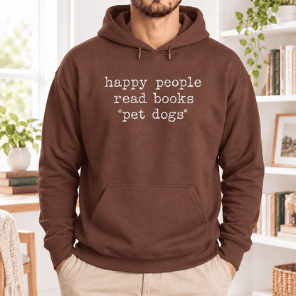 Happy People Read Books Pet Dogs Softstyle Hoodie | Dog Lover Reader Gift Cocoa