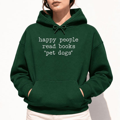 Happy People Read Books Pet Dogs Softstyle Hoodie | Dog Lover Reader Gift Forest Green