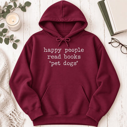 Happy People Read Books Pet Dogs Softstyle Hoodie | Dog Lover Reader Gift Maroon