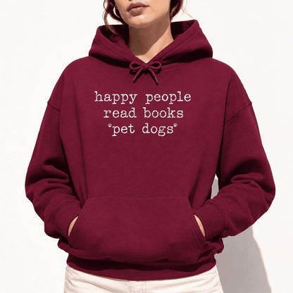 Happy People Read Books Pet Dogs Softstyle Hoodie | Dog Lover Reader Gift Maroon