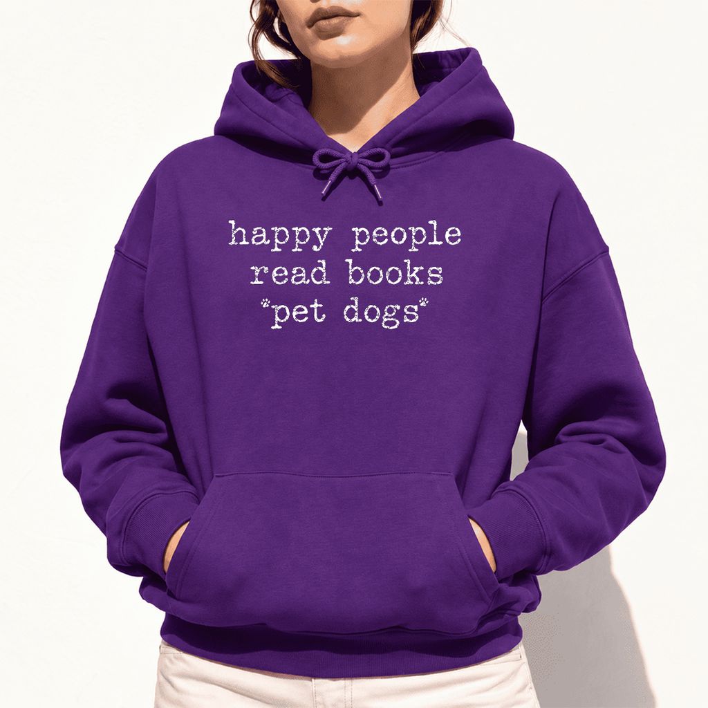 Happy People Read Books Pet Dogs Softstyle Hoodie | Dog Lover Reader Gift Purple
