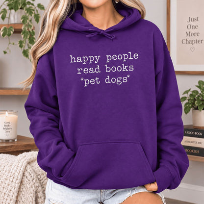 Happy People Read Books Pet Dogs Softstyle Hoodie | Dog Lover Reader Gift Purple