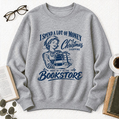 Christmas Book Shopping Softstyle Sweatshirt | Christmas Reader Gift Sport Grey