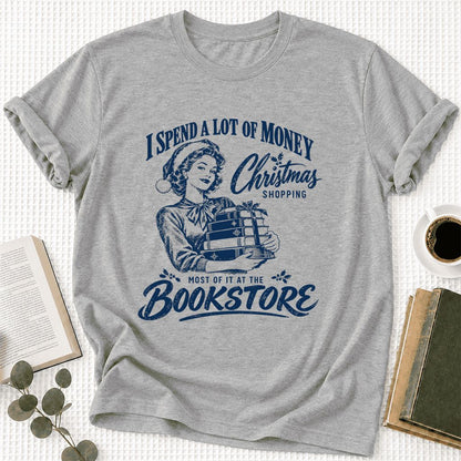 Christmas Book Shopping Ultra-Soft Cotton T-Shirt | Christmas Reader Gift Athletic Heather