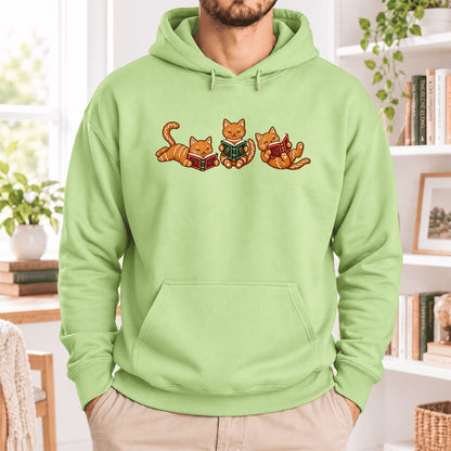 Cozy Gingerbread Cats Reading Books Softstyle Hoodie | Christmas Gift Pistachio