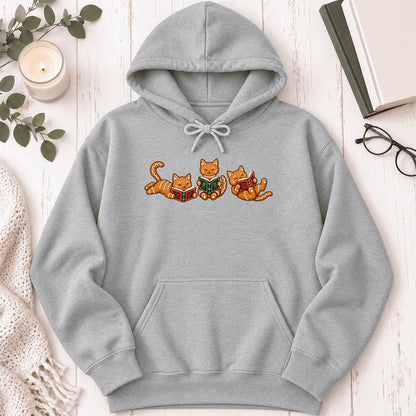 Cozy Gingerbread Cats Reading Books Softstyle Hoodie | Christmas Gift Sport Grey