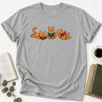 Cozy Gingerbread Cats Reading Books Ultra-Soft Cotton T-Shirt | Christmas Gift Athletic Heather