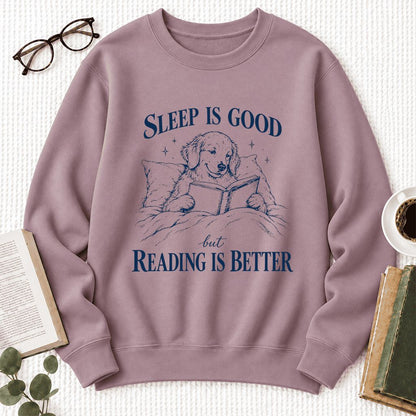 Sleep Is Good But Reading Is Better Softstyle Sweatshirt | Dog Lover Reader Gift Paragon