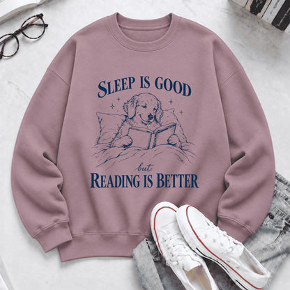Sleep Is Good But Reading Is Better Softstyle Sweatshirt | Dog Lover Reader Gift Paragon