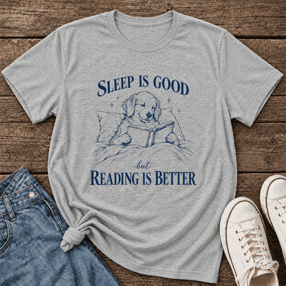 Sleep Is Good But Reading Is Better Ultra-Soft Cotton T-Shirt | Reader Gift Athletic Heather