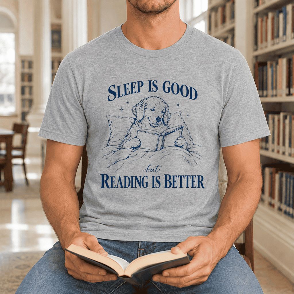 Sleep Is Good But Reading Is Better Ultra-Soft Cotton T-Shirt | Reader Gift Athletic Heather