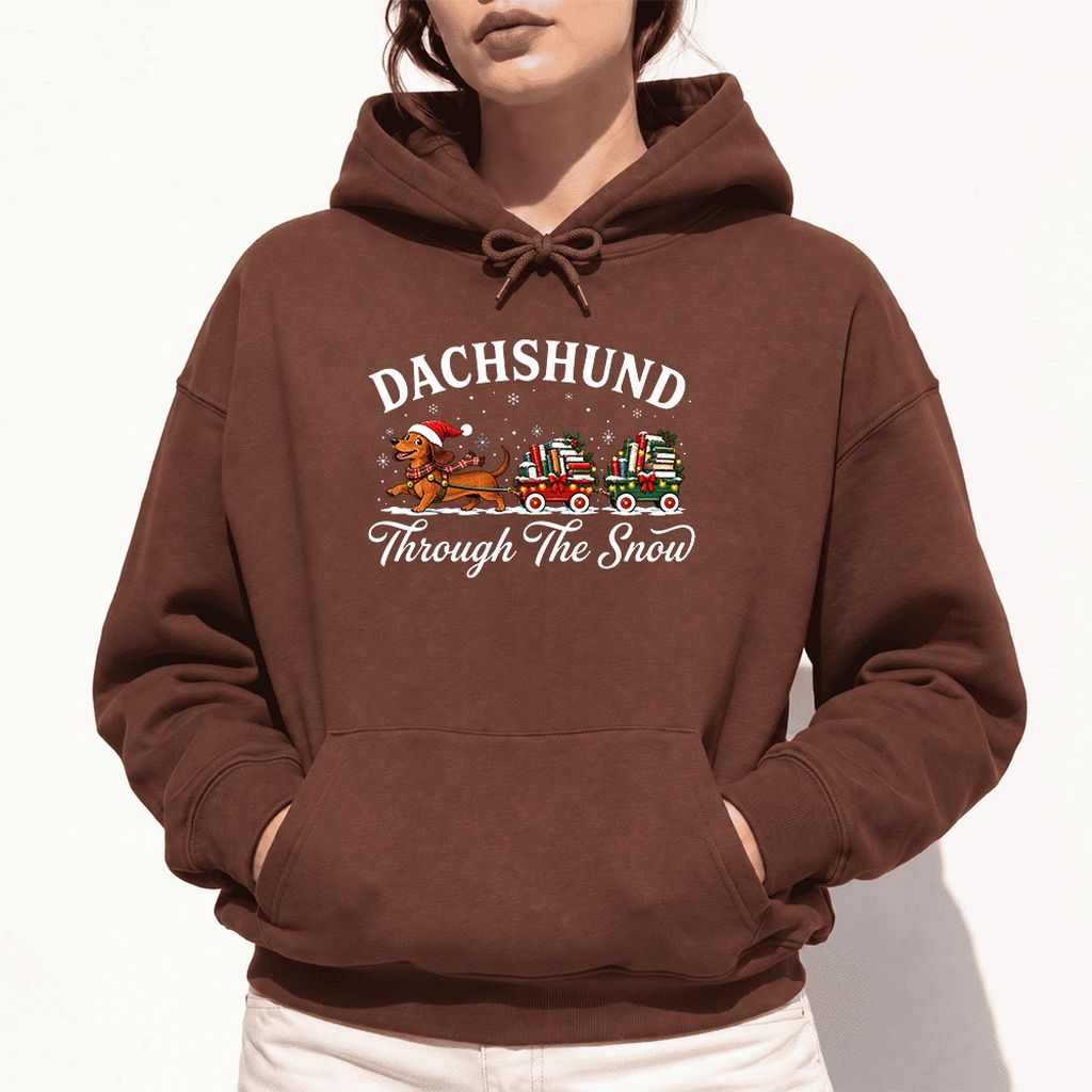 Dachshund Through The Snow Softstyle Hoodie | Christmas Dog Lover Reader Gift Cocoa