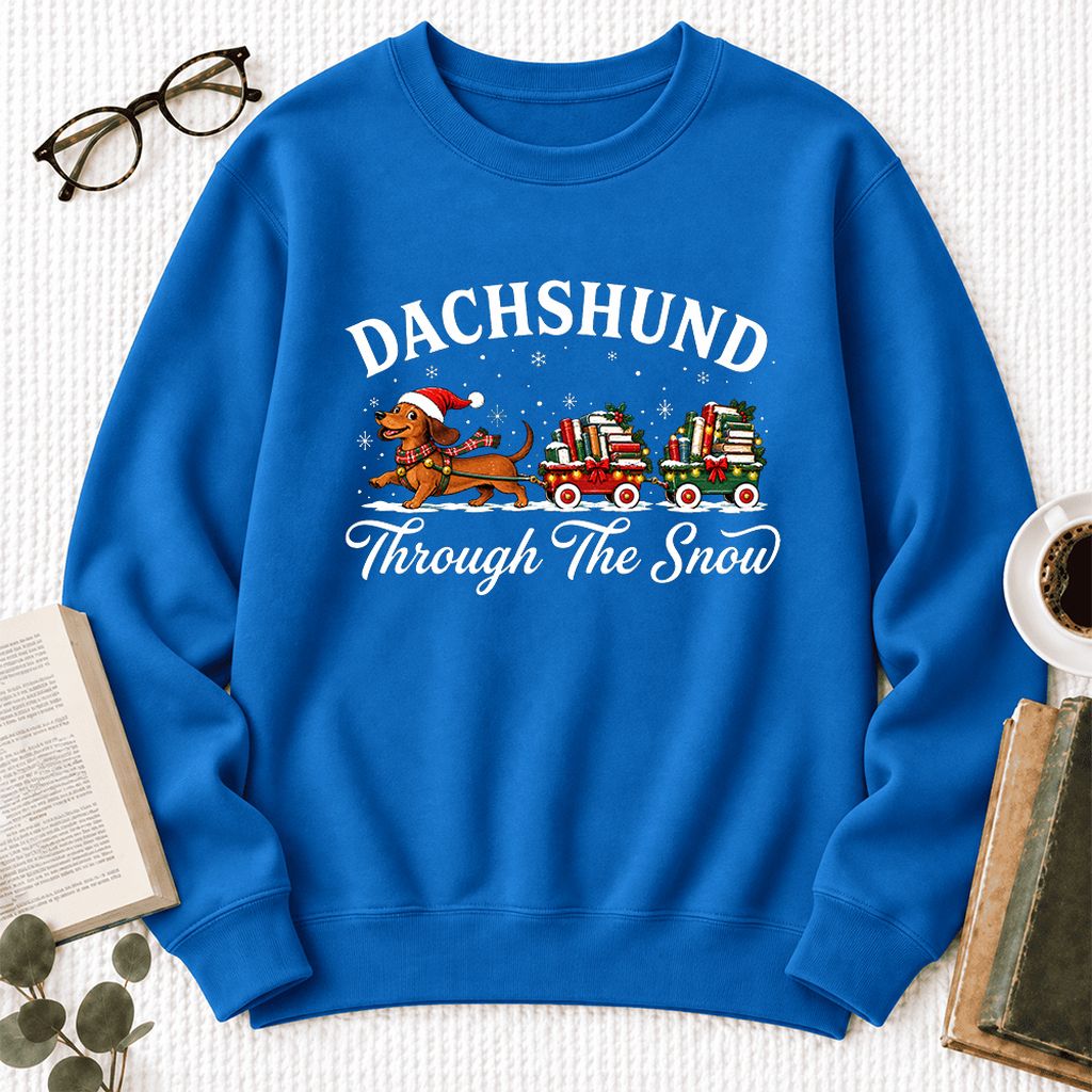 Dachshund Through The Snow Softstyle Sweatshirt | Dog Lover Reader Gift Royal