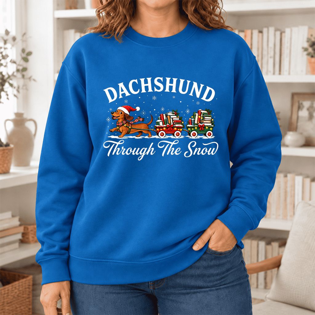 Dachshund Through The Snow Softstyle Sweatshirt | Dog Lover Reader Gift Royal