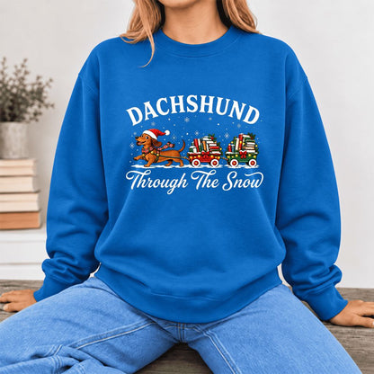 Dachshund Through The Snow Softstyle Sweatshirt | Dog Lover Reader Gift Royal