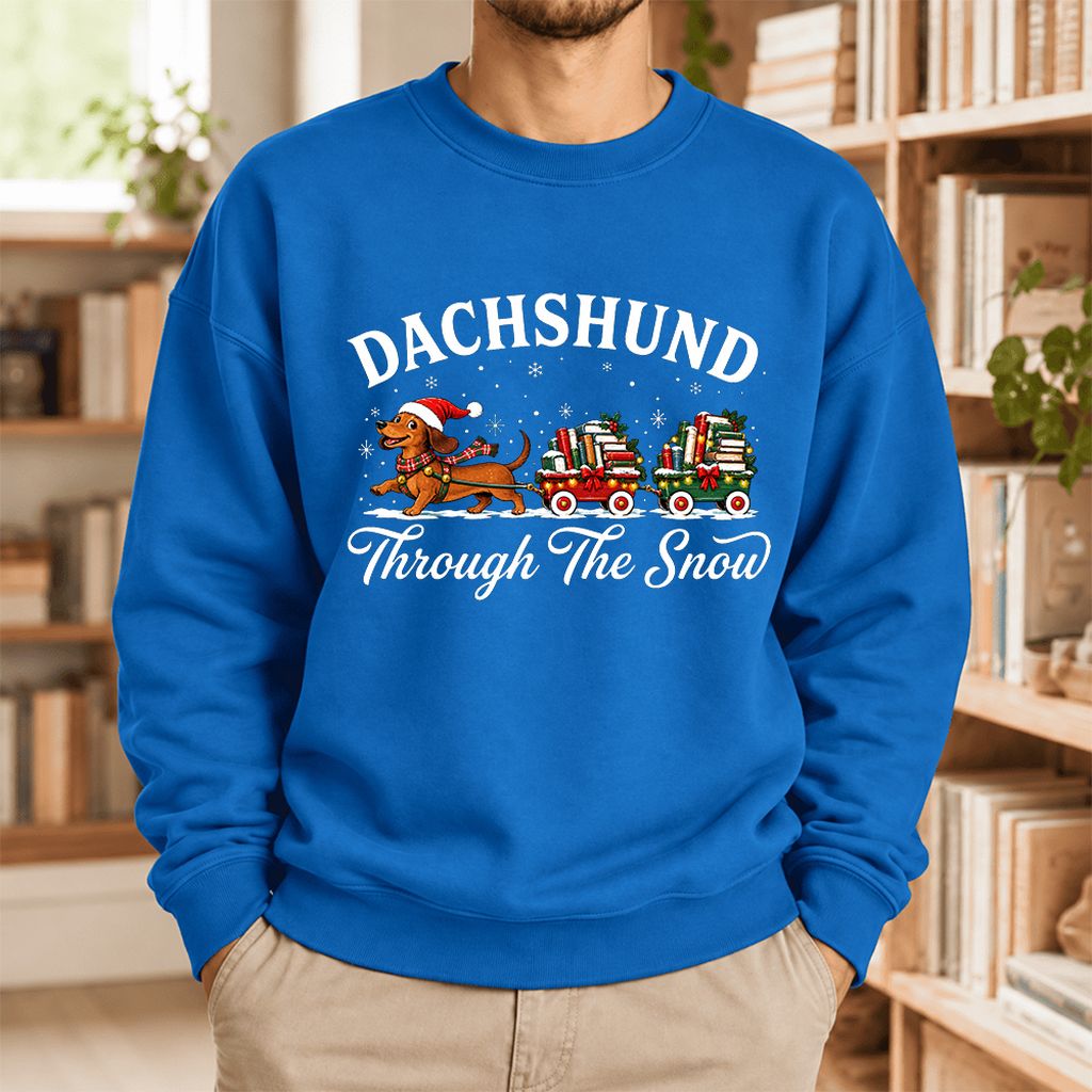 Dachshund Through The Snow Softstyle Sweatshirt | Dog Lover Reader Gift Royal
