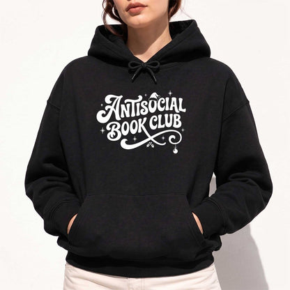 Antisocial Book Club Softstyle Hoodie | Christmas Book Lover Gift Black
